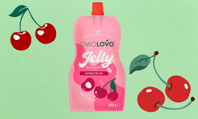 OWOLOVO Jelly galaretka w tubce jabłko wiśnia deser bez cukru 200g_2