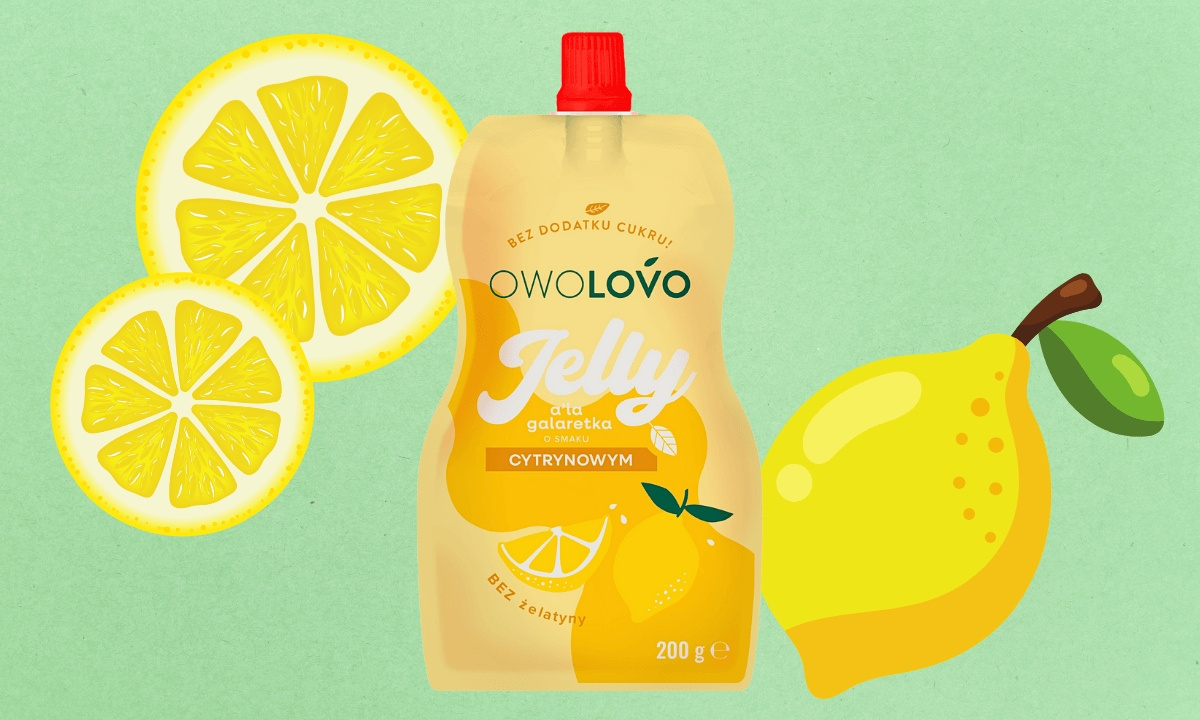 OWOLOVO Jelly Galaretka w Tubce JABŁKO CYTRYNA Deser Bez Cukru 200g_4