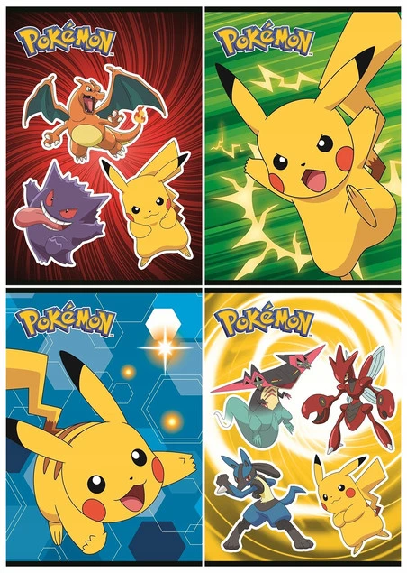 4x Zeszyt A5 16k Linia Podwójna Dwukolorowa Laminowany POKEMON St. Majewski_1