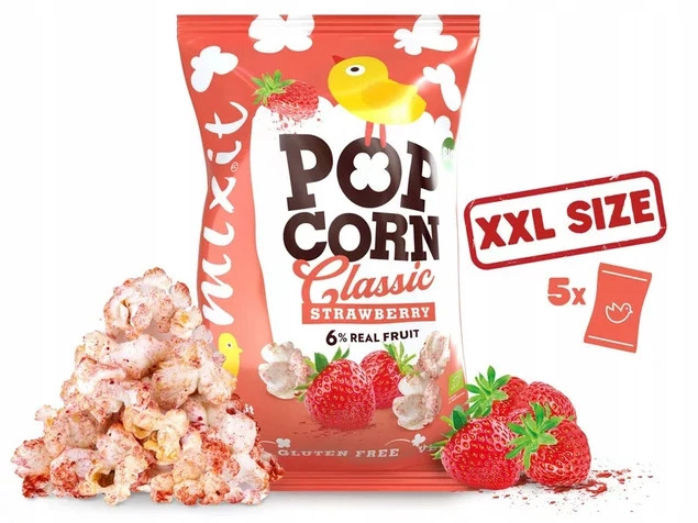 MIXIT Duży BIO Popcorn TRUSKAWKA 75g_1