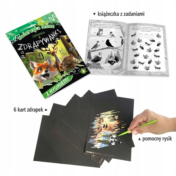 Zadanka i Zdrapywanki ZWIERZĘTA LEŚNE z Rysikiem 4+ Skrzat_2