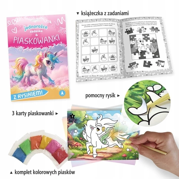 Zadanka i Piaskowanki JEDNOROŻCE z Piaskiem i Rysikiem 5+ Skrzat_2