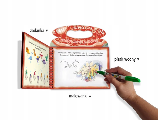 Zadanka i Malowanki Wodne DINOZAURY z Pisakiem 3+ Skrzat_2