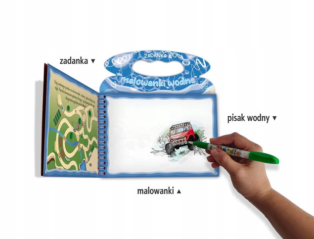 Zadanka i Malowanki Wodne SAMOCHODY WYŚCIGOWE z Pisakiem 3+ Skrzat_2