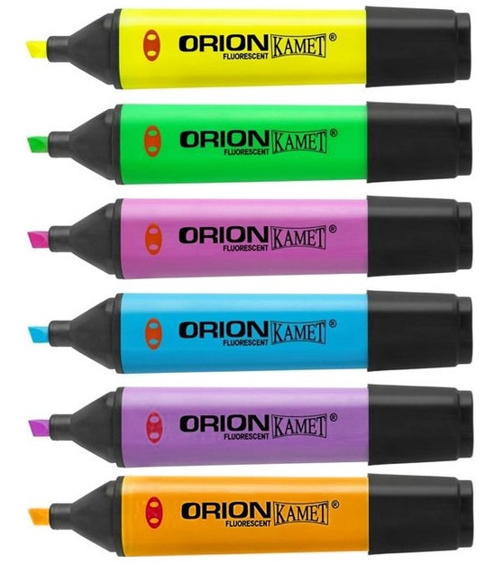 Zakreślacz Ze Ściętą Końcówką Orion 6 Kolorów Kamet_2