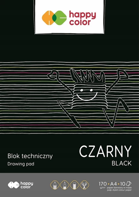 Blok Techniczny CZARNY A4 170g 10ark Happy Color_1