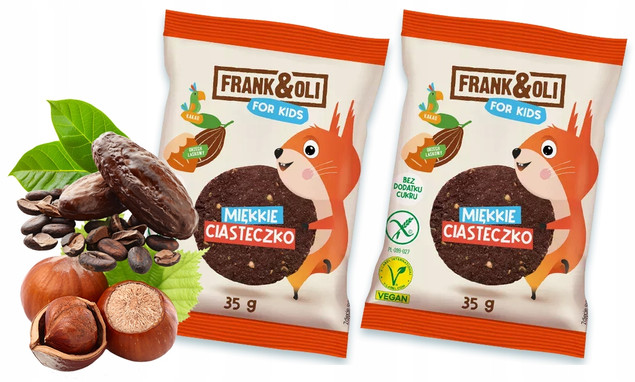Frank&Oli Kids Dla Dzieci Miękkie Ciasteczko KAKAO ORZECH LASKOWY 35g x2_1
