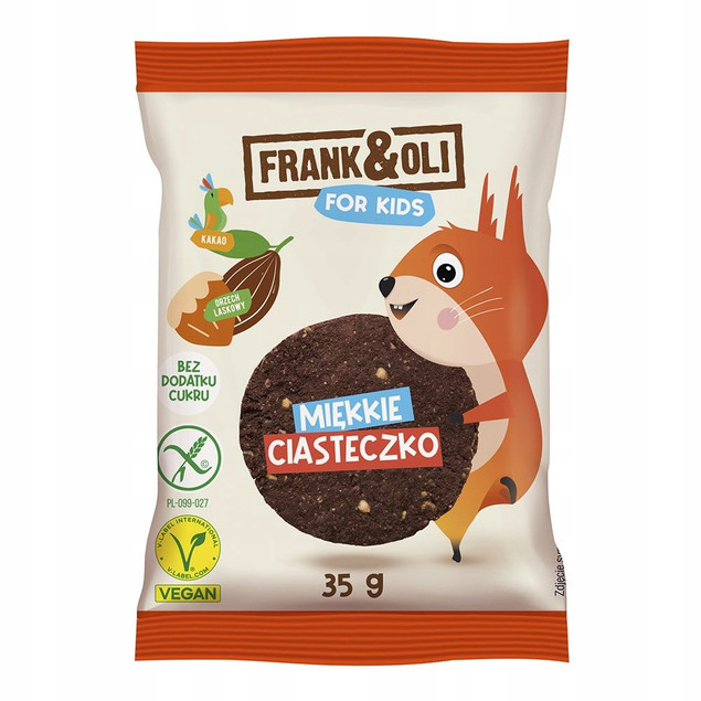 Frank&Oli Kids Dla Dzieci Miękkie Ciasteczko KAKAO ORZECH LASKOWY 35g x2_2
