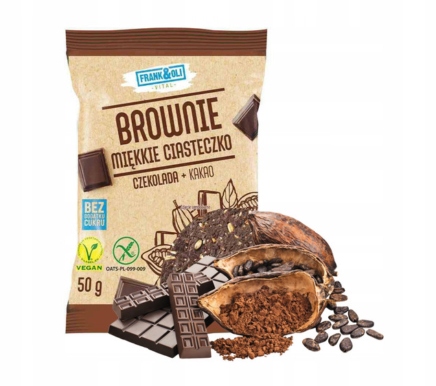 FRANK&OLI Ciasteczko Miękkie Brownie CZEKOLADA KAKAO Bez Cukru 50g_1