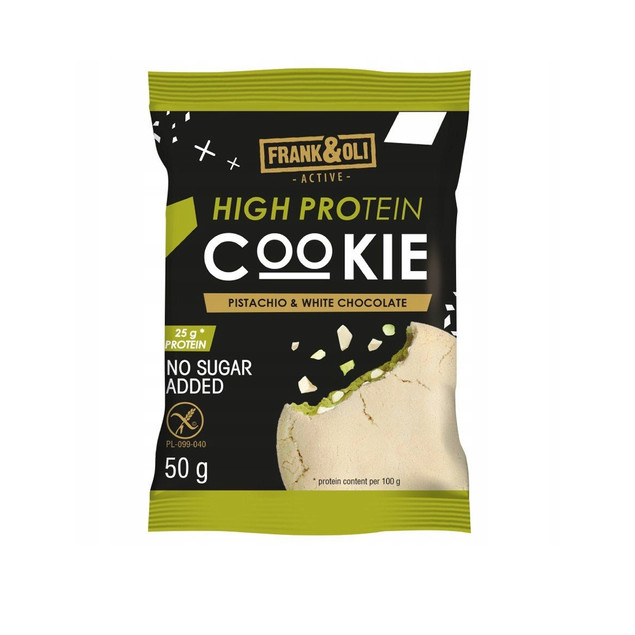 FRANK&OLI Ciastko Proteinowe PISTACJA BIAŁA CZEKOLADA Miękkie 50g_2