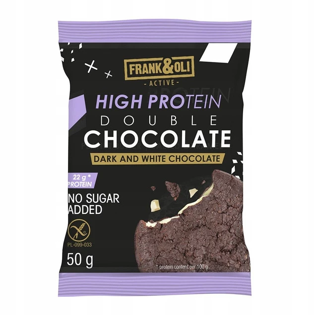 FRANK&OLI Ciastko Proteinowe Double Chocolate CZEKOLADA CIEMNA i BIAŁA 50g_1