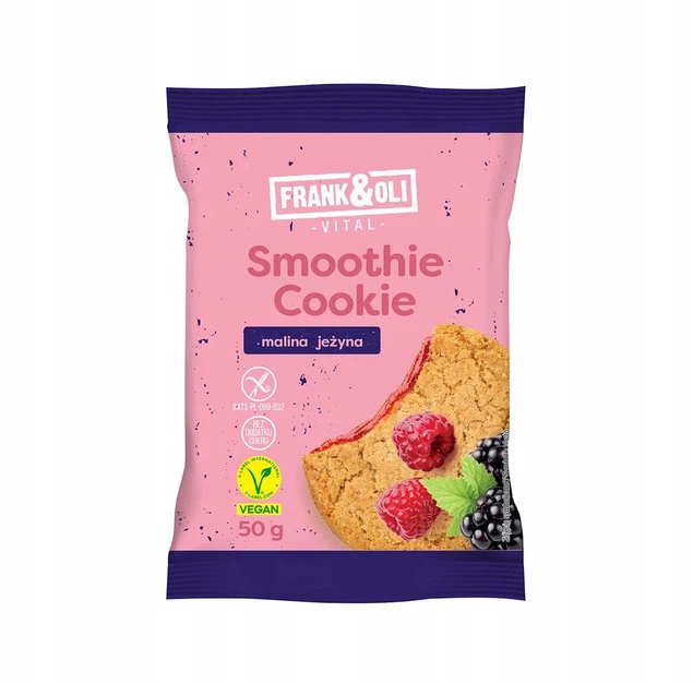 FRANK&OLI Ciastko Owsiane Smoothie MALINA JEŻYNA Wegańskie 50g_1
