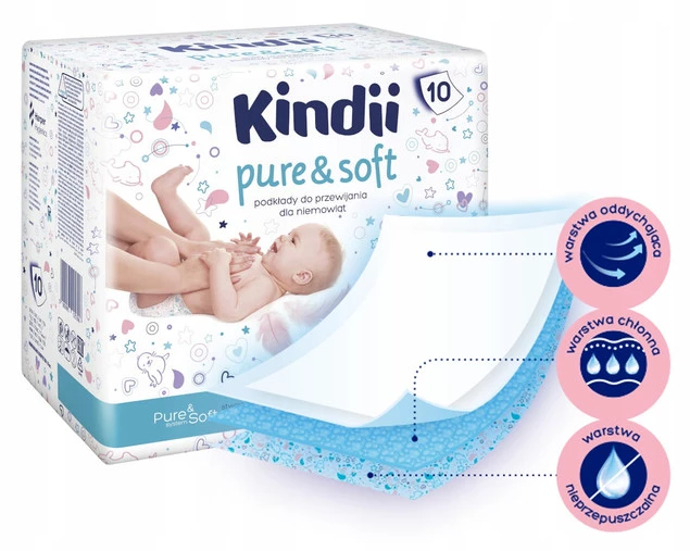 KINDII Podkłady Dla Niemowląt PURE&SOFT 60x60 10 szt._1