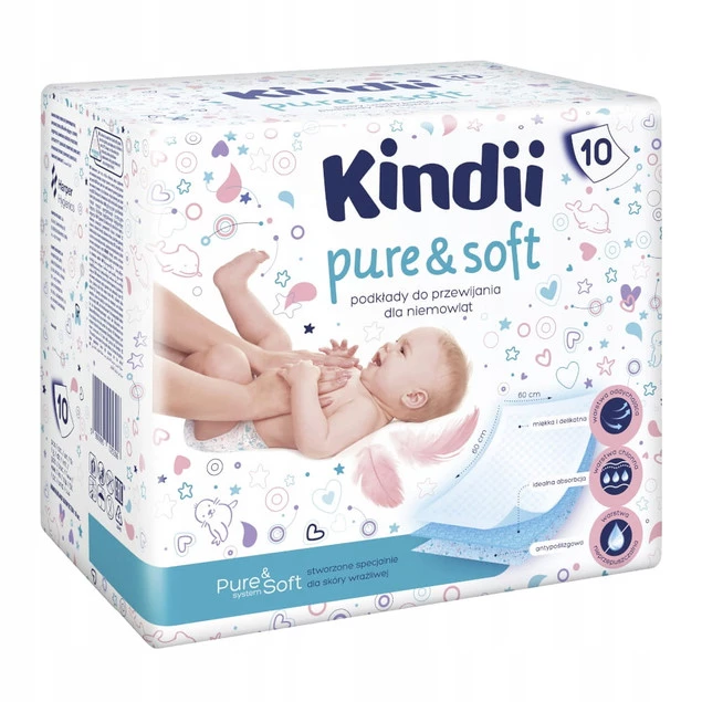 KINDII Podkłady Dla Niemowląt PURE&SOFT 60x60 10 szt._3