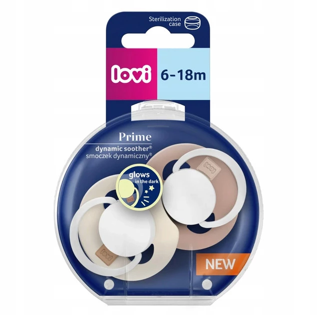 LOVI Smoczek Silikonowy DYNAMICZNY 2 szt. GLOW/BLUSH z Etui 6-18M+ 34/437_12
