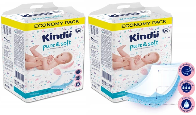 KINDII Podkłady Dla Niemowląt PURE&SOFT 40x60 30szt. x2_1