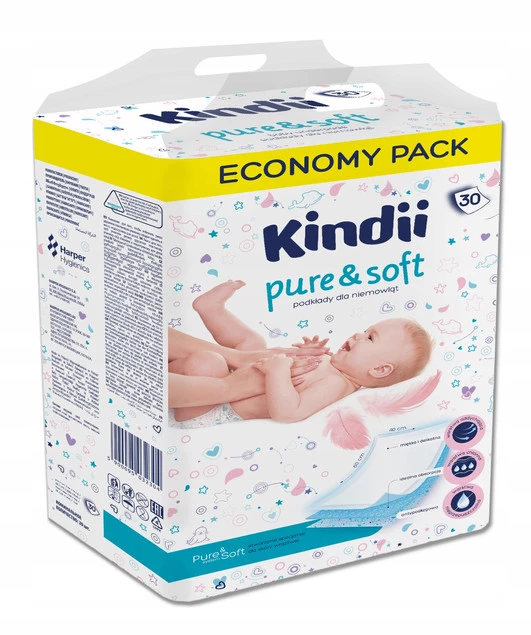 KINDII Podkłady Dla Niemowląt PURE&SOFT 40x60 30szt. x2_3