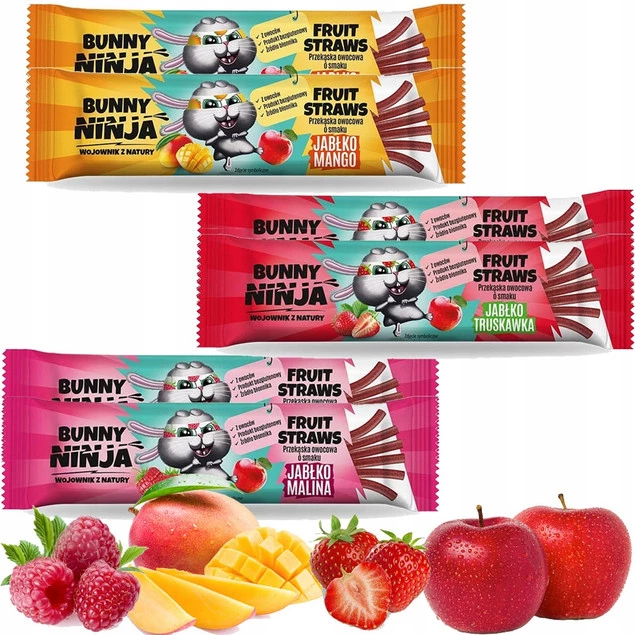 BUNNY NINJA Straws przekąska owocowa dla dzieci MIX 6szt_1