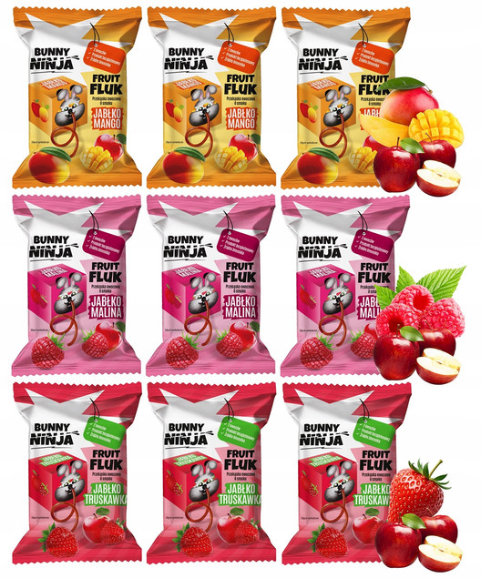 BUNNY NINJA Przekąska Owocowa MIX SMAKÓW Fruit Fluk 15g x9_1