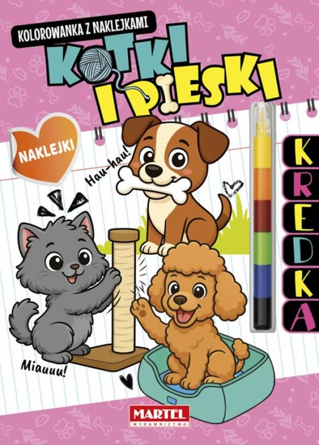 Kolorowanka KOTKI I PIESKI z Kredką Modułową i Naklejkami Martel_1