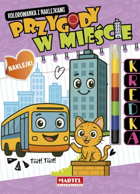Kolorowanka PRZYGODY W MIEŚCIE z Kredką Modułową i Naklejkami Martel_1