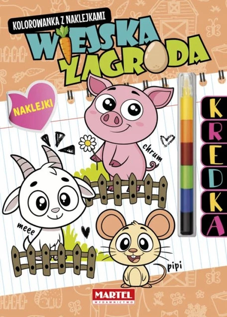 Kolorowanka WIEJSKA ZAGRODA z Kredką Modułową i Naklejkami Martel_1