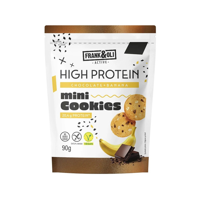 FRANK&OLI Mini Ciasteczka PROTEINOWE High Protein BANAN CZEKOLADA 90g x3_2