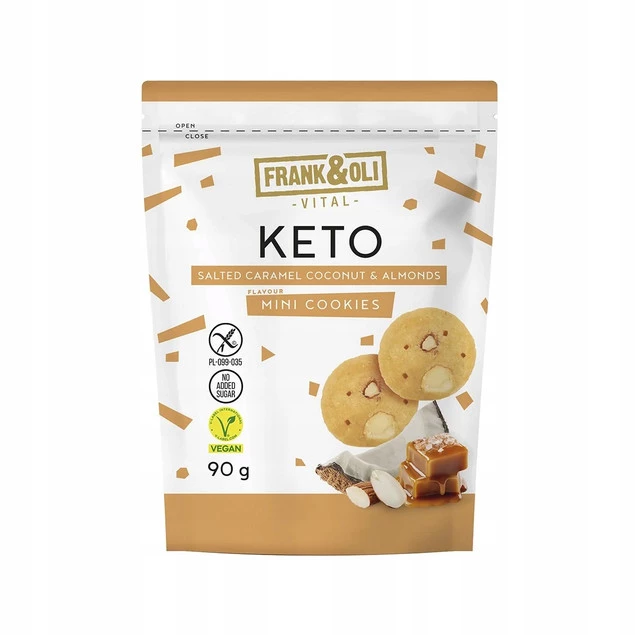 FRANK&OLI Keto Mini Ciasteczka SŁONY KARMEL KOKOS MIGDAŁY Bez Cukru 90g x2_2