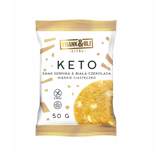 FRANK&OLI Ciastko Miękkie Keto SERNIK BIAŁA CZEKOLADA Bez Cukru 50g x3_2