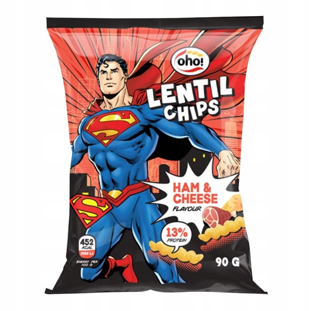 Oho! Chipsy z Czerwonej Soczewicy o Smaku SZYNKI i SERA Chrupki 90g_1