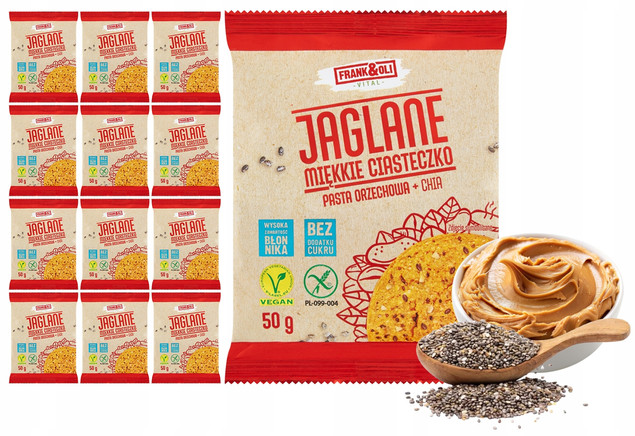 FRANK&OLI Ciasteczko Miękkie PASTA ORZECHOWA CHIA Bez Cukru 50g x12_1