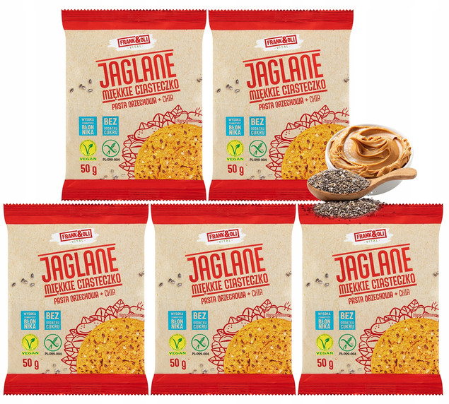 FRANK&OLI Ciasteczko Miękkie PASTA ORZECHOWA CHIA Bez Cukru 50g x5_1