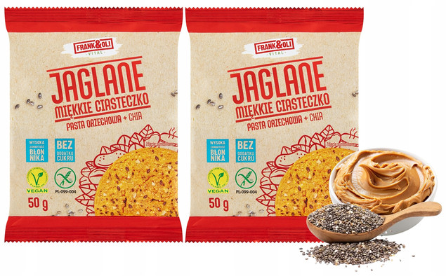 FRANK&OLI Ciasteczko Miękkie PASTA ORZECHOWA CHIA Bez Cukru 50g x2_1
