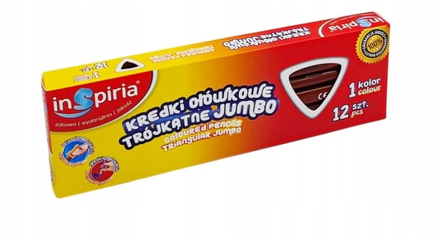 INSPIRIA Kredki Trójkątne Ołówkowe BRĄZOWY Jumbo 12 Sztuk_2