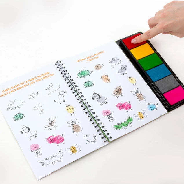 Kolorowe Odciski ZOO Zwierzęta Książeczka Do Malowania Paluszkami Kidea_7