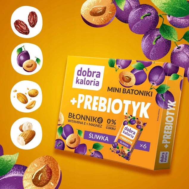 Zdrowe Mini Batoniki Probiotyk Śliwka Dobra Kaloria Śliwkowe 0% cukru_3