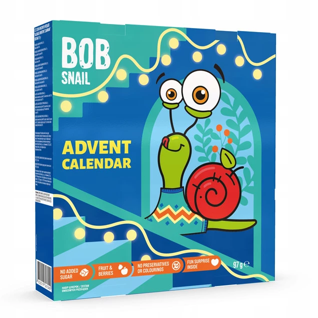BOB SNAIL KALENDARZ ADWENTOWY z przekąskami owocowymi zabawkami 97g_2