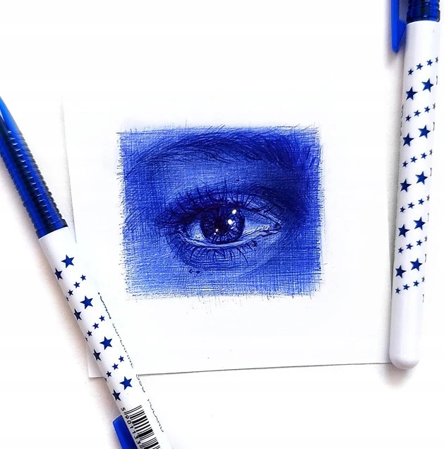 Długopis Biurowy Automatyczny Niebieski Superfine W Gwiazdki 0,5mm TOMA x5_3