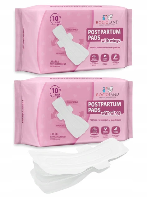 BOCIOLAND Podkłady Poporodowe WYSOKOCHŁONNE Podpaski Na Dzień Noc 10szt. x2_1