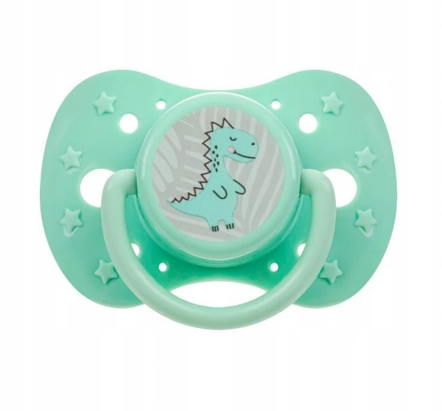 AKUKU Smoczek USPOKAJAJĄCY SILIKONOWY Symetryczny DINO Zielony 6-12m+_2