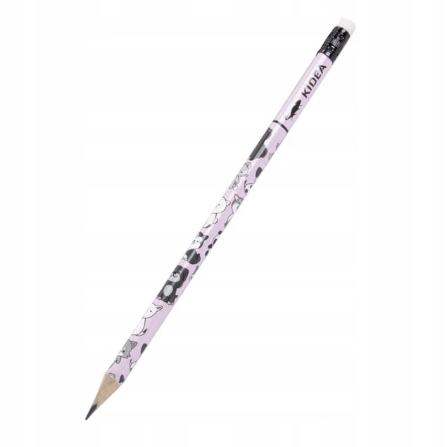 Ołówek Szkolny Trójkątny Z Gumką Twardość HB PASTELOWY ZWIERZĘTA Kidea x48_3