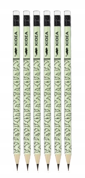 Ołówek z Gumką ŚWIECĄCY W CIEMNOŚCI HB Kidea x6_1