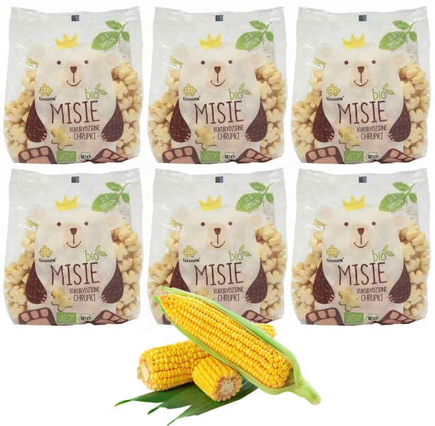 GRANEX Chrupki Kukurydziane Naturalne Misie Miśki BIO EKO 80g x6_1
