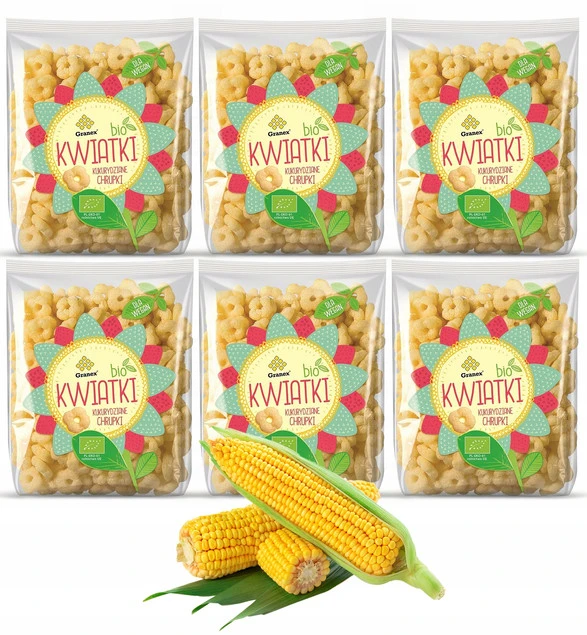 GRANEX Chrupki Kukurydziane Naturalne Misie Kwiatki BIO EKO 80g x6_1