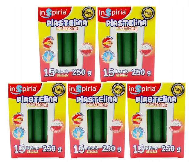 Plastelina CIEMNY ZIELONY 15 Lasek Szkolna Plastyczna 250g Inspiria x5_1