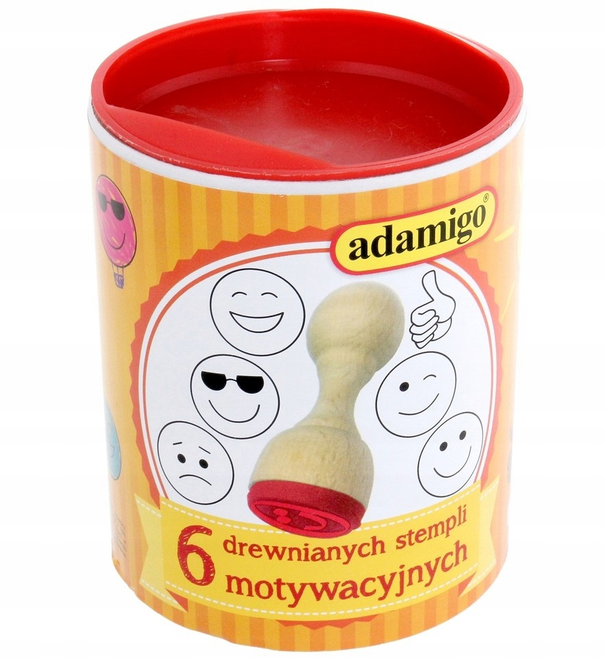 Pieczątki Buźki Emotki 6 Drewnianych Stempli Motywacyjnych 3+ Adamigo_3