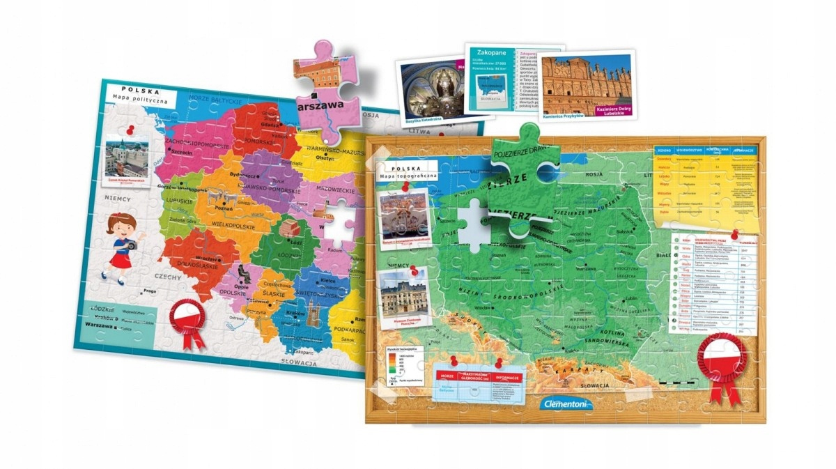Puzzle 104 Układanka Uczę się Bawiąc ZESTAW Odkrywamy Polskę Clementoni_2