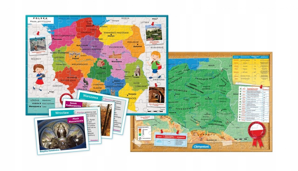 Puzzle 104 Układanka Uczę się Bawiąc ZESTAW Odkrywamy Polskę Clementoni_3