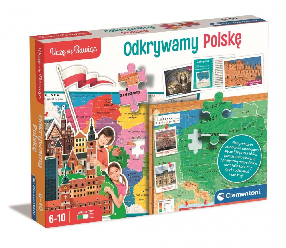 Puzzle 104 Układanka Uczę się Bawiąc ZESTAW Odkrywamy Polskę Clementoni_5