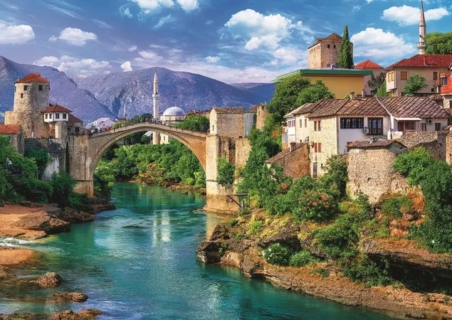 Puzzle 500 Układanka STARY MOST W MOSTARZE Góry Miasto Bośnia 10+ Trefl_1
